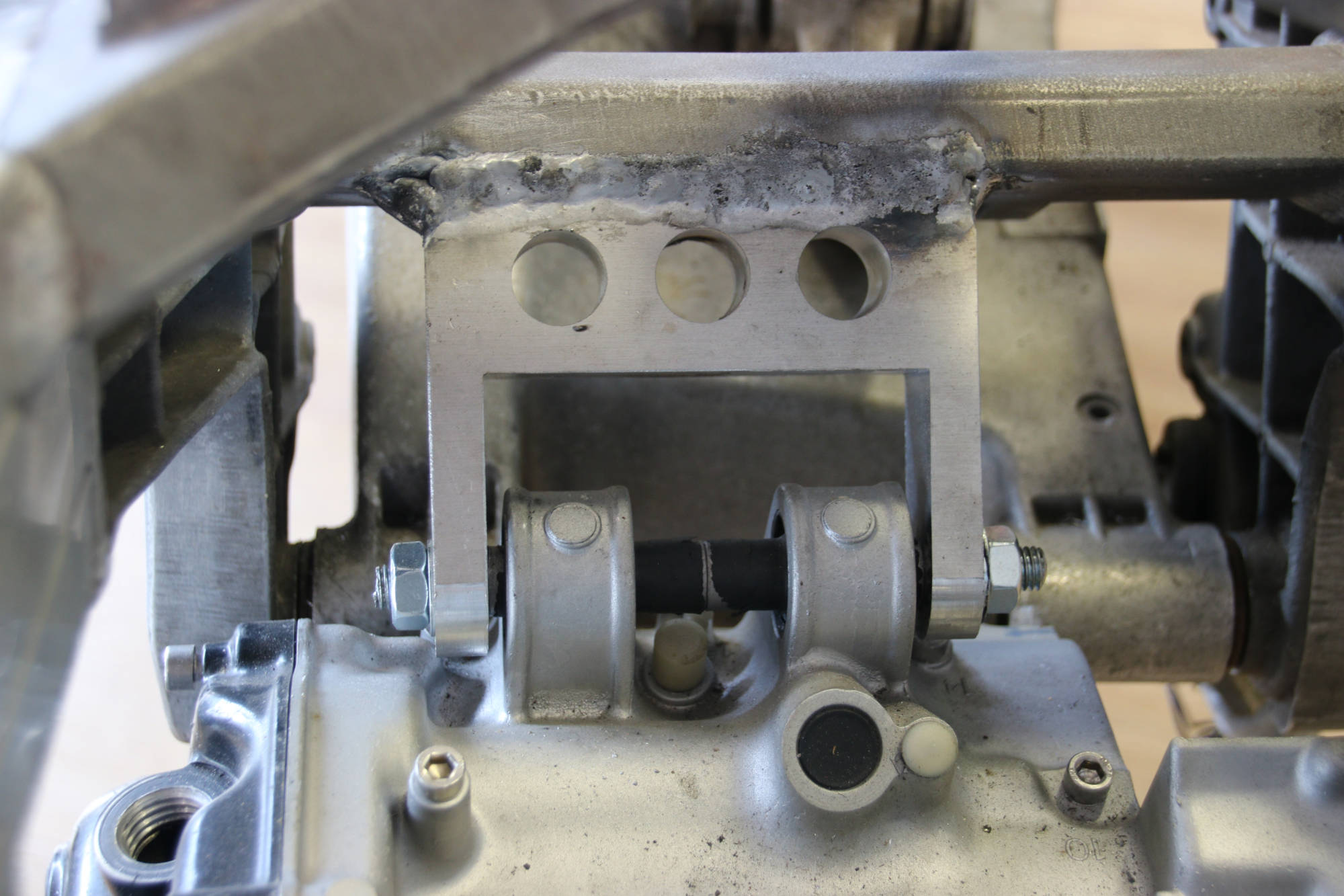 Image of yamamito rear engine mount welded to frame <h2>2024-06-17 - Project Yamamito is Taking Shape</h2>