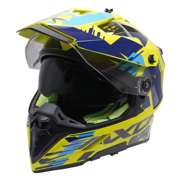 Axor X-Cross Adventure Full Face Helmet in Blue & Yellow