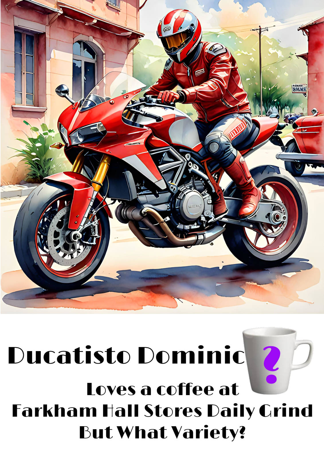 image of Farkham Hall and the Daily Grind Coffee Stop Window Posters Farkham Hall Poster, Ducatisto Dominic