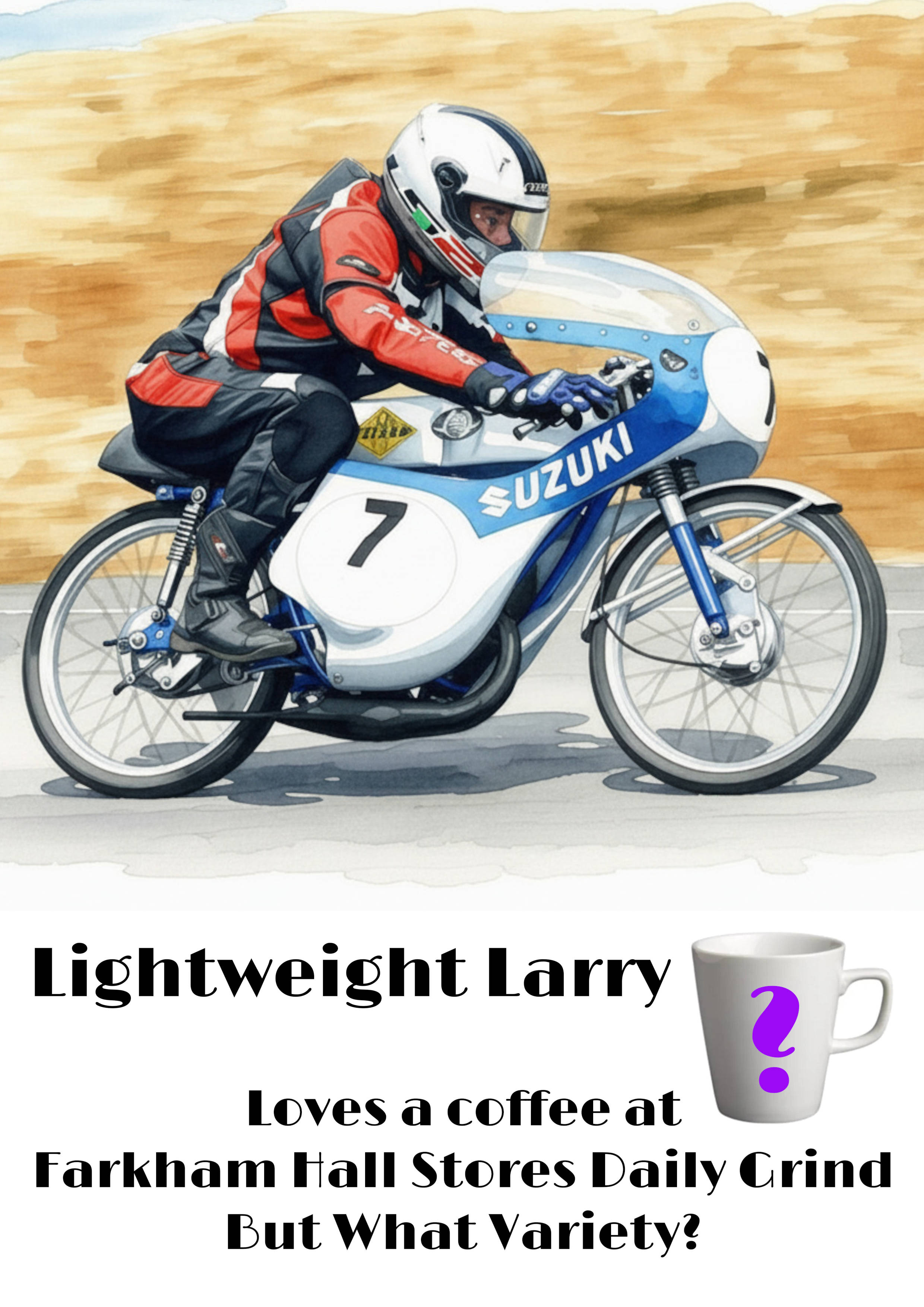 image of Farkham Hall and the Daily Grind Coffee Stop Window Posters Farkham Hall Poster, Lightweight Larry